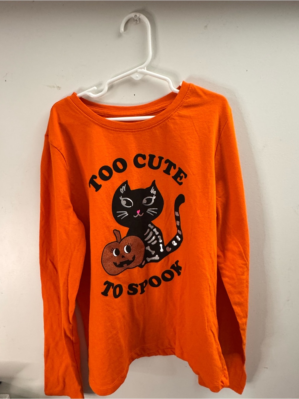 Kids Orange 'Too Cute to Spook' Halloween Long Sleeve Top